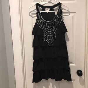 Milly silk ruffle sequin jeweled tiered dress